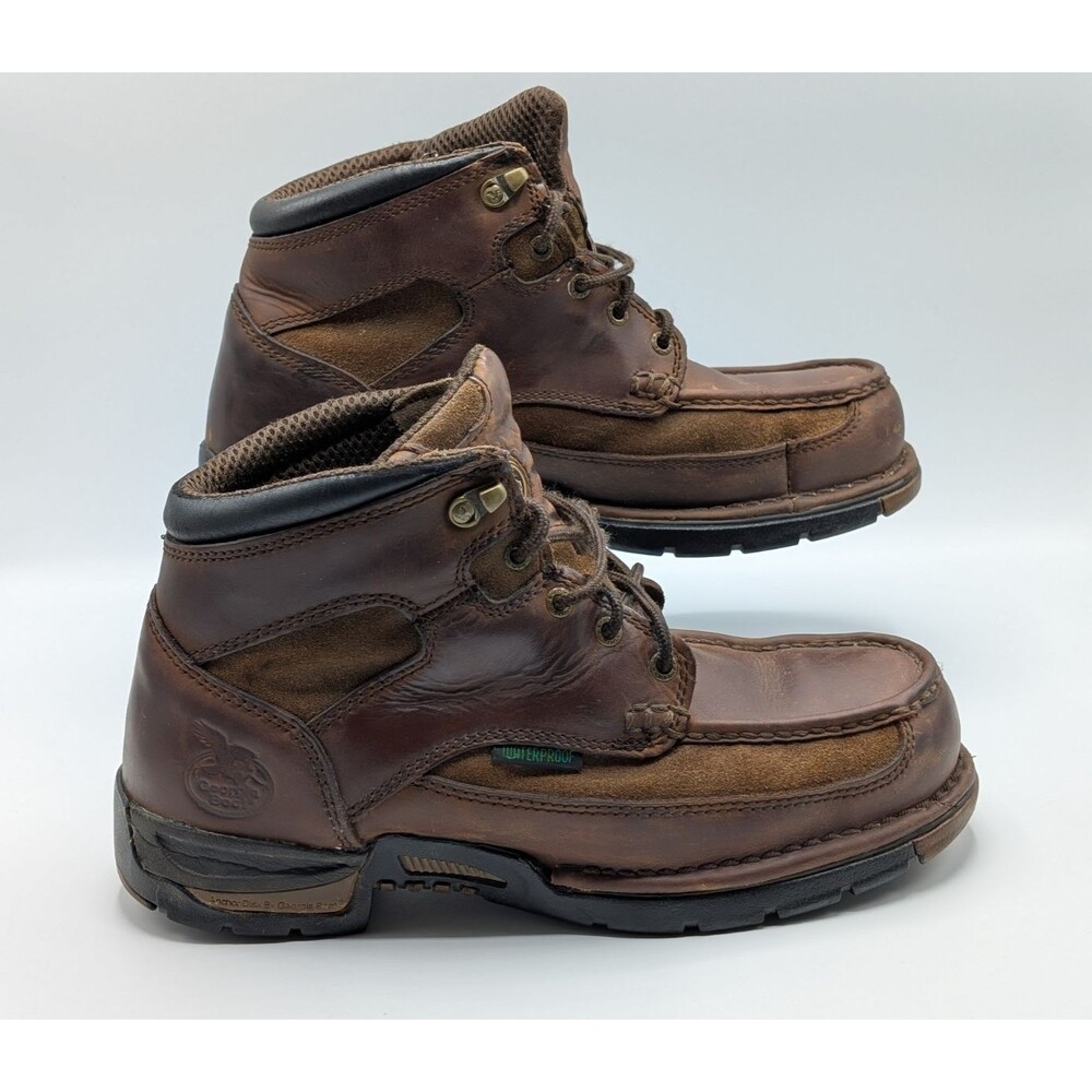 Georgia Athens Boot Men 9 Brown Leather Waterproof Work Lace-Up G7403